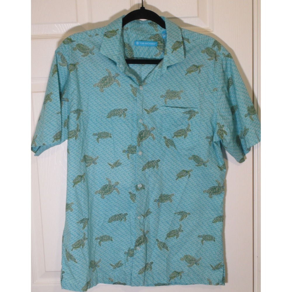 Tori Richard All-Over Sea Turtles Print Men's Button Front Casual Shirt M